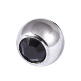 Steel Jewelled Threaded Balls - Jet Black
