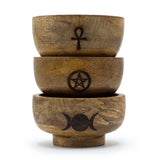 Small Wooden Ritual Bowl Incense Holder 11x6cm