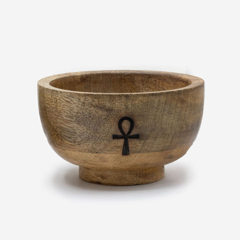 Small Wooden Ritual Bowl Incense Holder 11x6cm