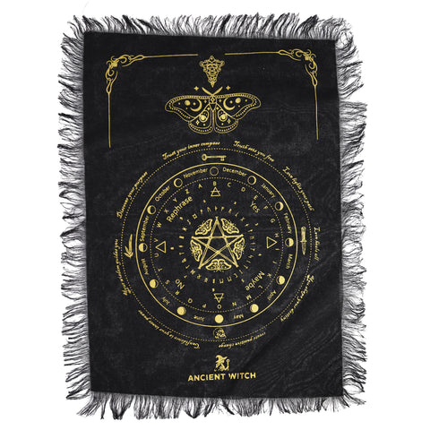 Mystic Moth - Pendulum Divination Cloth - Black & Gold