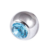 Steel Jewelled Threaded Balls - Light Blue