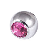 Steel Jewelled Threaded Balls - Pink
