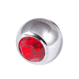 Steel Jewelled Threaded Balls - Red