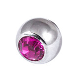 Steel Jewelled Threaded Balls - Fuchsia