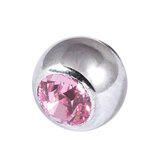 Steel Jewelled Threaded Balls - Light Pink