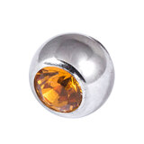 Titanium Jewelled Threaded Balls - Amber