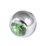 Steel Jewelled Threaded Balls - Light Green