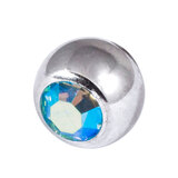 Steel Jewelled Threaded Balls - Aqua AB
