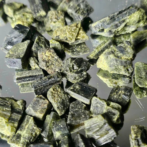 Small Natural Green Tourmaline Crystals in Bag