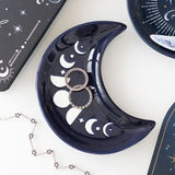 Blue Crescent Moon Phase Trinket Dish