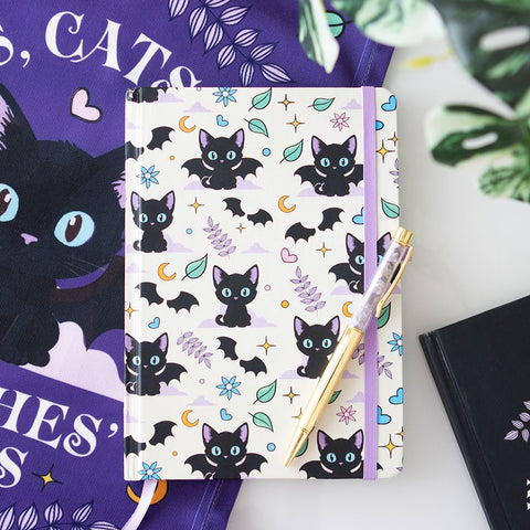 Cute & Creepy Cat A5 Notebook with Amethyst Pen
