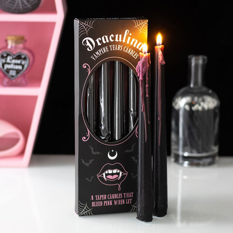 4 Pink Vampire Tears Taper Candles