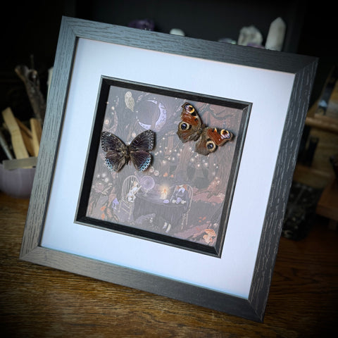 Framed Butterflies on Forest Witch Art Print