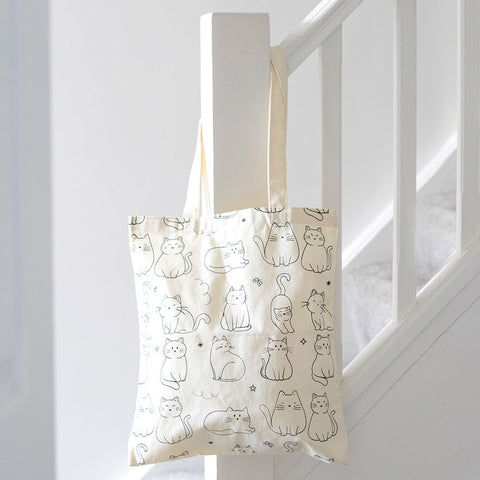 White Cat Tote Bag
