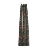 3 Midnight Print Taper Candles - Black