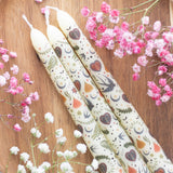 3 Midnight Print Taper Candles - Cream